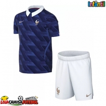Camisa de Futebol França Equipamento Principal Infantil Mundo 2026 Manga Curta (+ Calças curtas)
